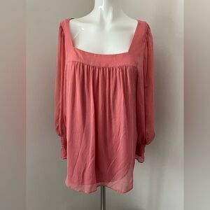 LC Lauren Conrad Coral Square Neck Blouse